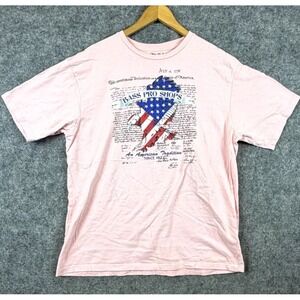 Bass Pro Shops T-Shirt Mens XL Pink Cotton American Eagle Graphic Short Sleeve